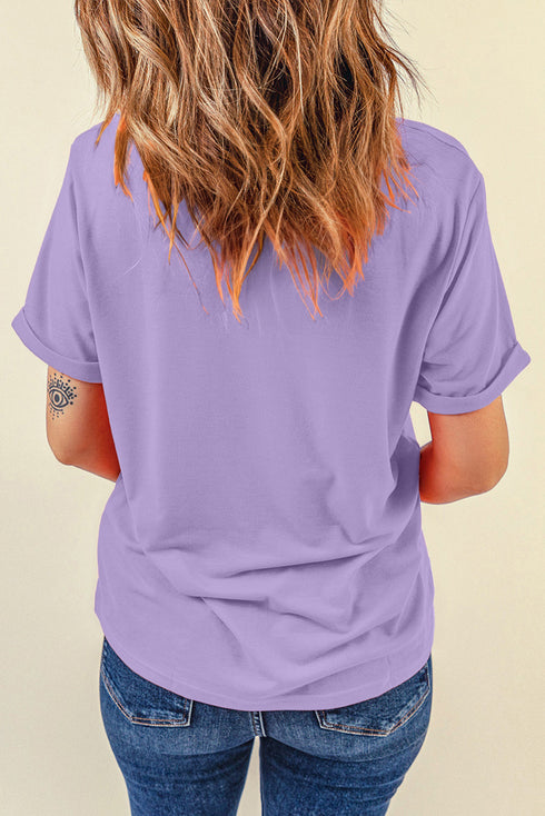 Soft Stretch Solid Crew Neck Rolled Cuff Relaxed Tee